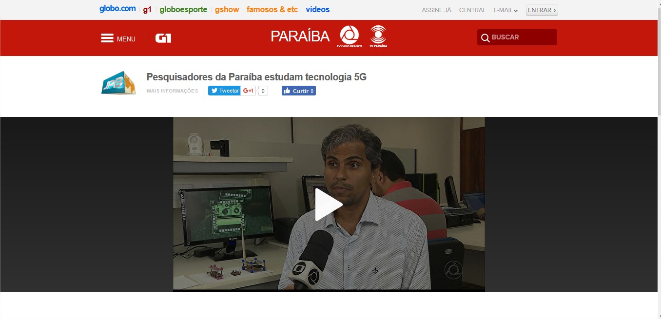 Pesquisadores da Paraíba estudam tecnologia 5G G1 Paraíba JPB 1ª Edição Catálogo de Vídeos Mozilla Firefox