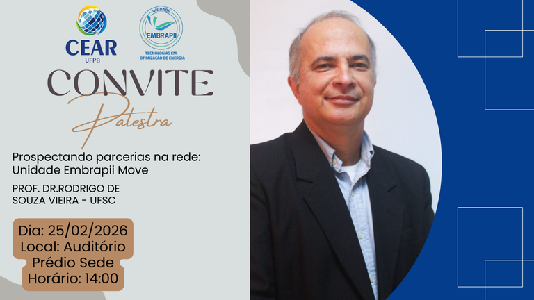 Professor Rodrigo de Souza Vieira realizará apresentação sobre projetos, parcerias e soluções tecnológicas desenvolvidas pela unidade